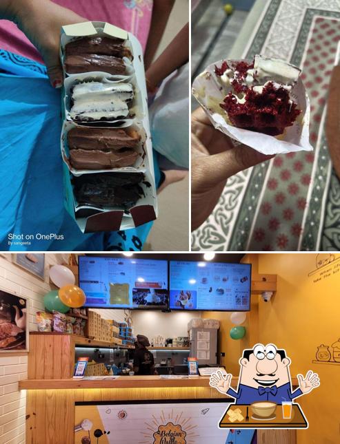 This is the picture displaying food and interior at The Belgian Waffle Co