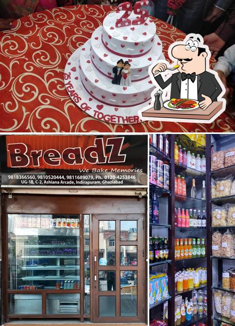 The picture of food and exterior at Breadz Bakery And Confectionery