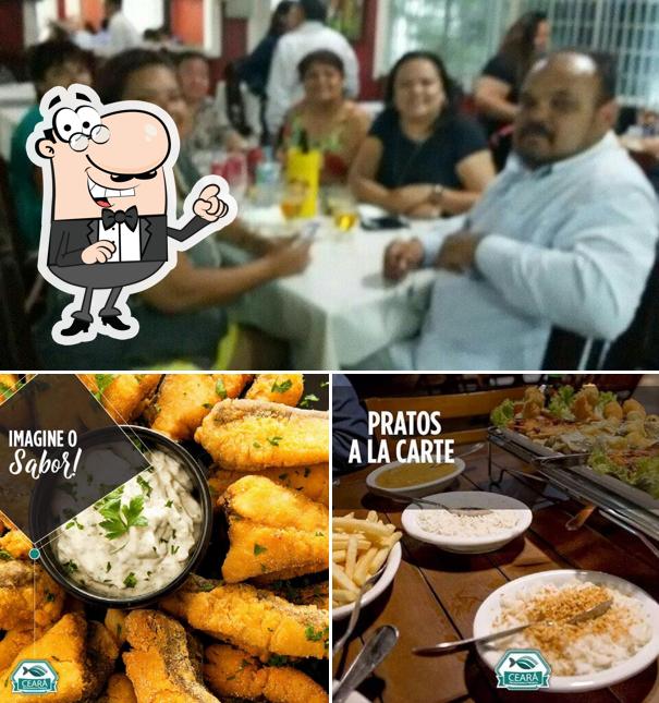 Entre diferentes coisas, interior e comida podem ser encontrados no Peixaria e Restaurante Ceará
