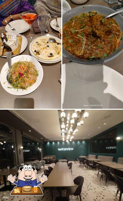 The photo of food and interior at Waterview