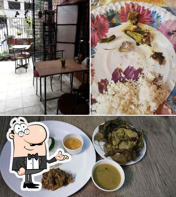 This is the image depicting interior and food at Tara's Kitchen Ballygunge