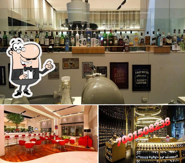 Take a seat at one of the tables at The Hub Bar