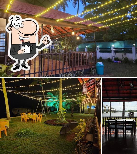 Take a seat at one of the tables at Backwater Cafe