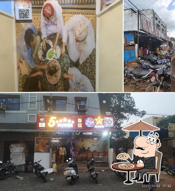 The picture of exterior and food at 5***** biryani hotel