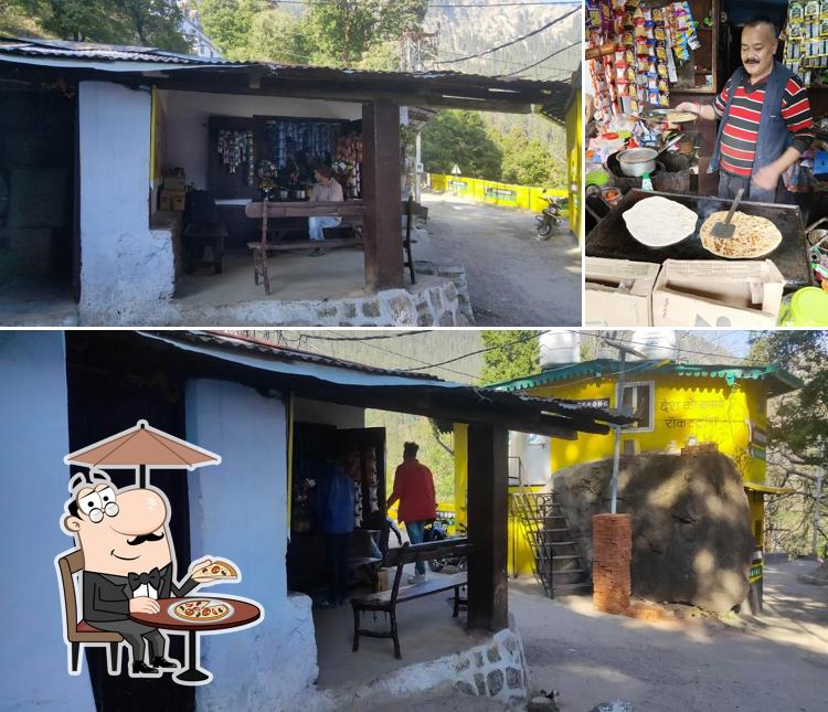 This is the image depicting exterior and food at Kishan Da's Paratha and tea store