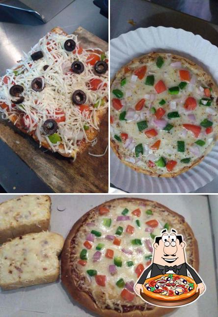 Try out pizza at Food point