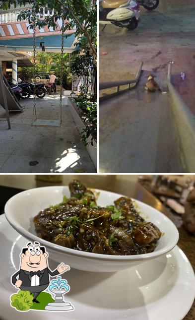 Among various things one can find exterior and food at Hotel Rajmahal
