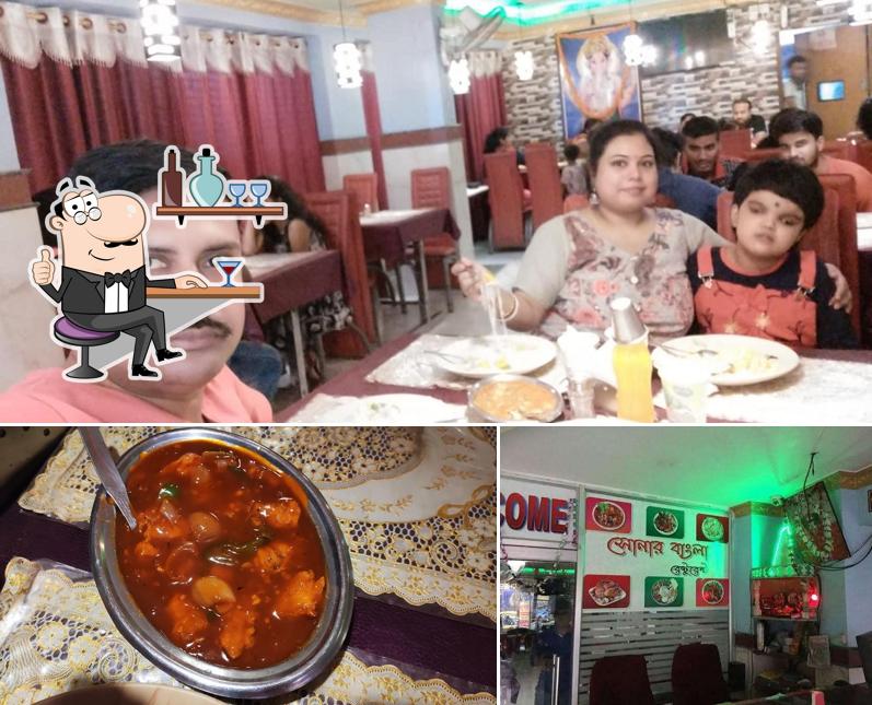 The restaurant's interior and food