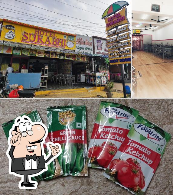 The image of interior and food at Hotel Surabhi