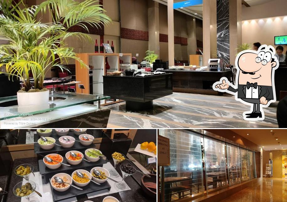 This is the picture depicting interior and food at Oasis - Radisson Blu