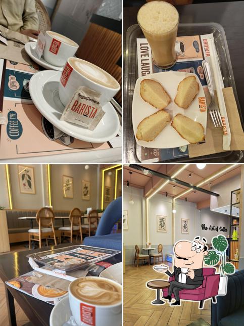 Check out the picture displaying interior and food at Barista Nabha