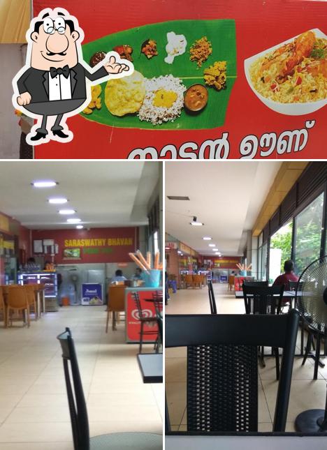 Check out the picture displaying interior and food at Saraswathi Bhavan Pure Veg