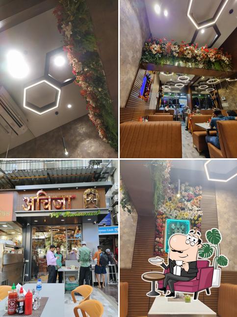 The interior of Achija Veg Restaurant Juhu