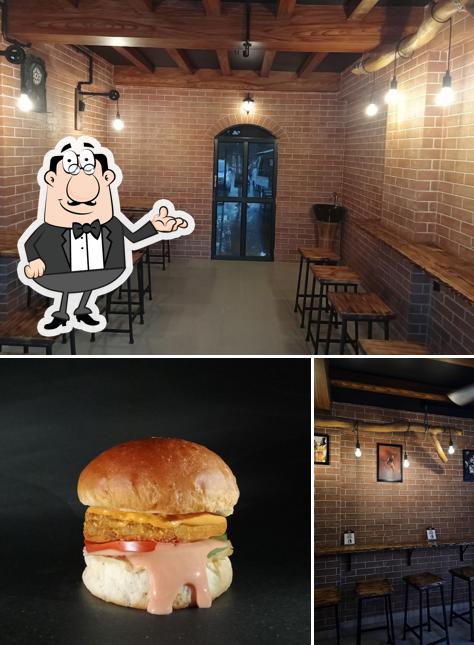 The restaurant's interior and food