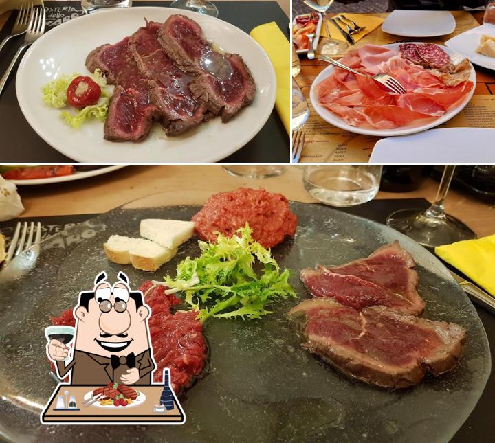 Piatti di carne vengono serviti a Osteria Dello Zingaro