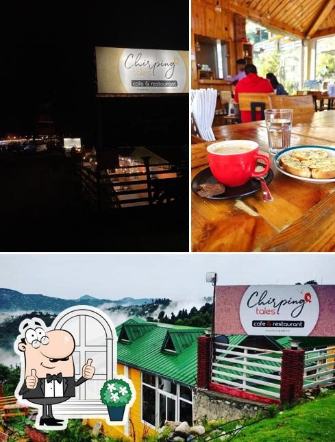 The restaurant's exterior and dining table