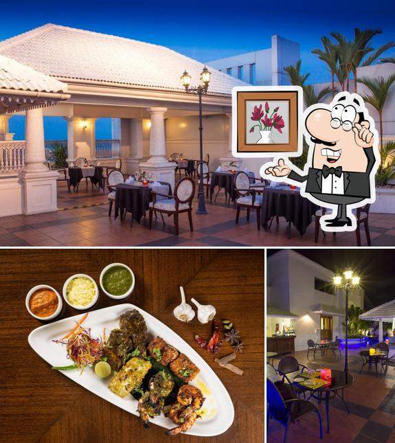 The restaurant's interior and food