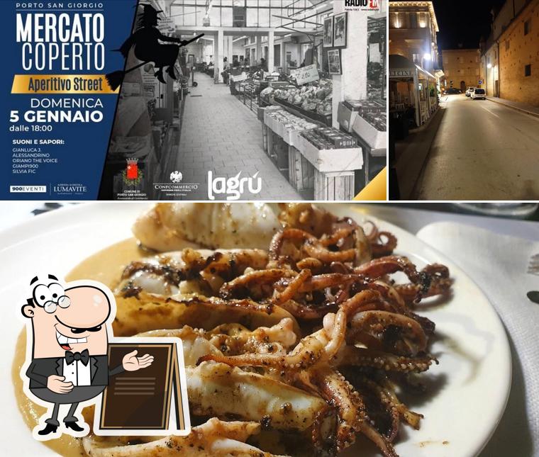 La esterno e cibo del ristorante