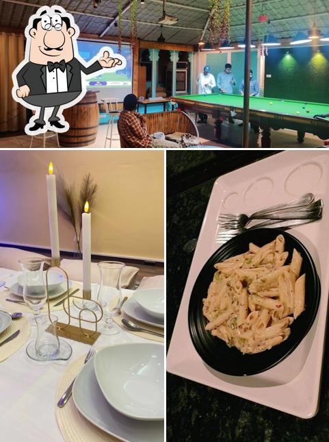 Among different things one can find interior and beverage at Riyo's Club & Cafe