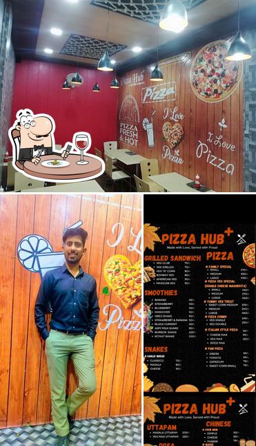 This is the image depicting food and interior at Pizza hub+