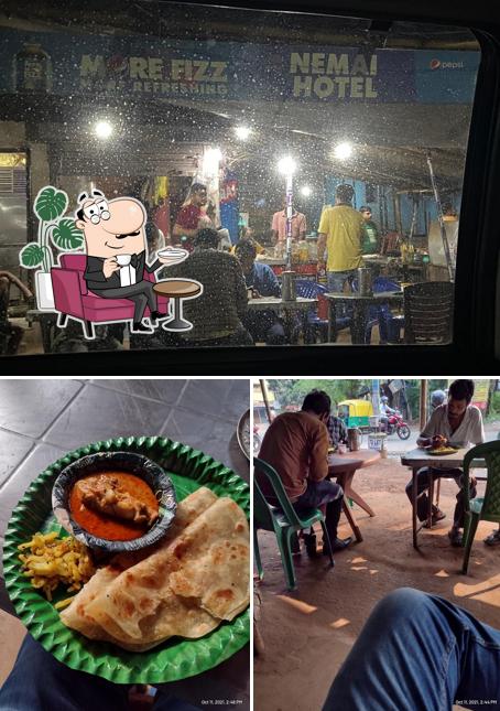 The picture of interior and food at Nimai Hotel