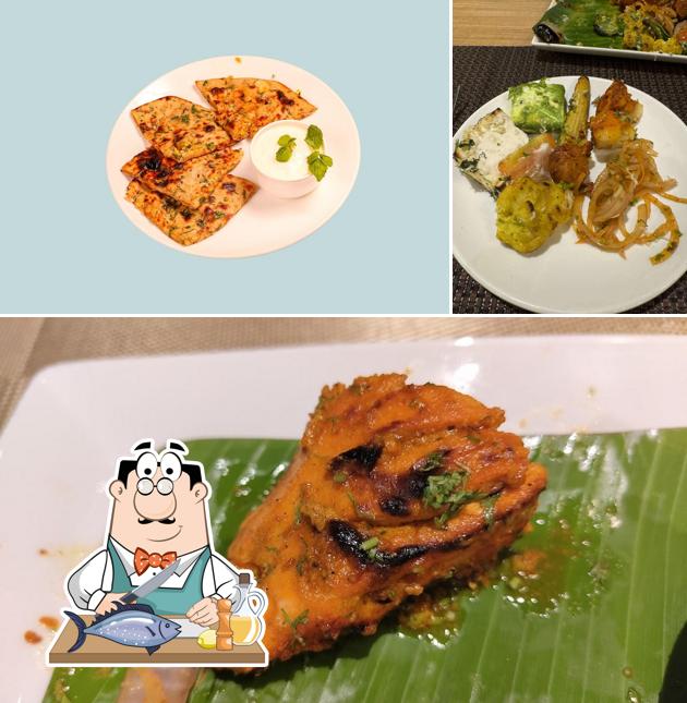 Grilled salmon at Aditya Restaurant and Bar