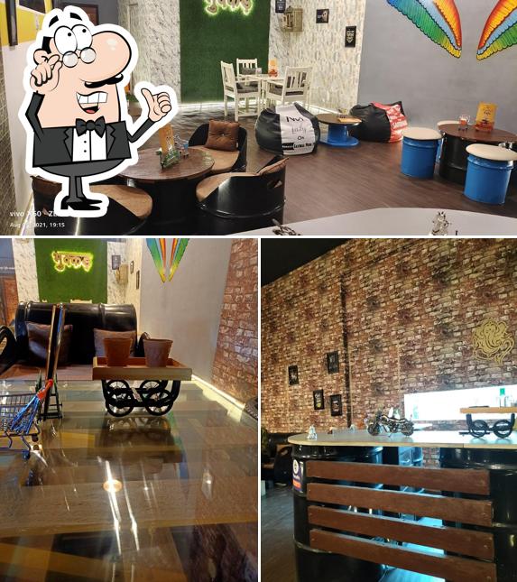 The interior of The Bhukkad Cafe