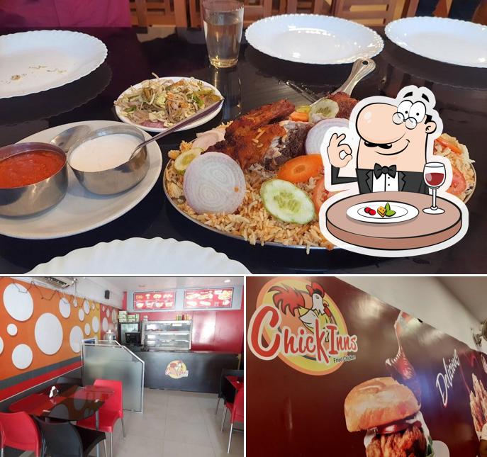 This is the image depicting food and interior at Chick Inns