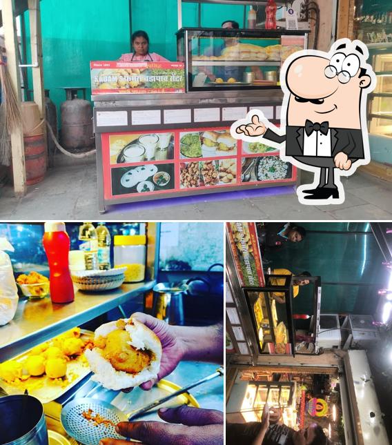 This is the image displaying interior and food at Kadam's Famous Vada Pav Center - Branch 2, Bakori Road