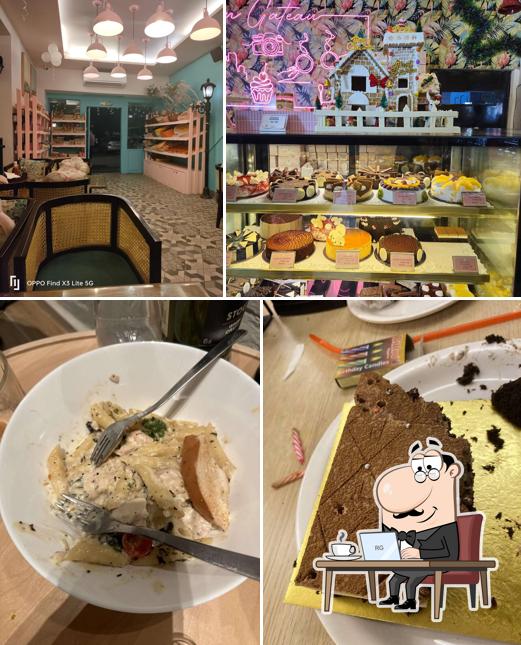 Take a seat at one of the tables at Bon Gateau