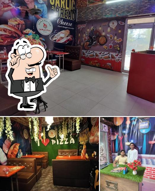 The photo of Da mom's Pizza’s interior and food
