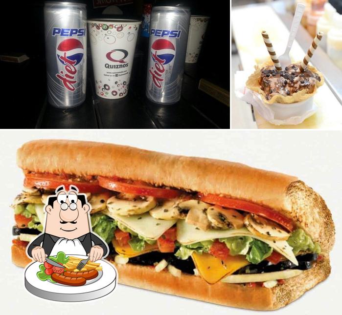 Among various things one can find food and beverage at Quiznos