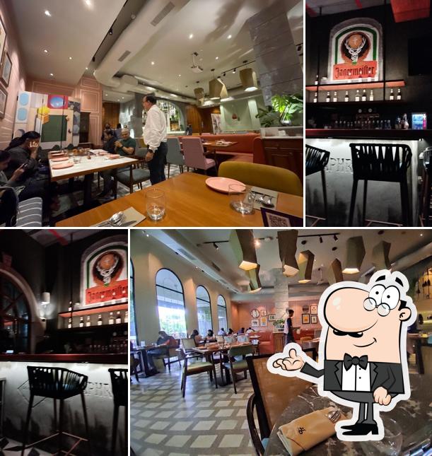 Take a seat at one of the tables at Bharat Bhavan