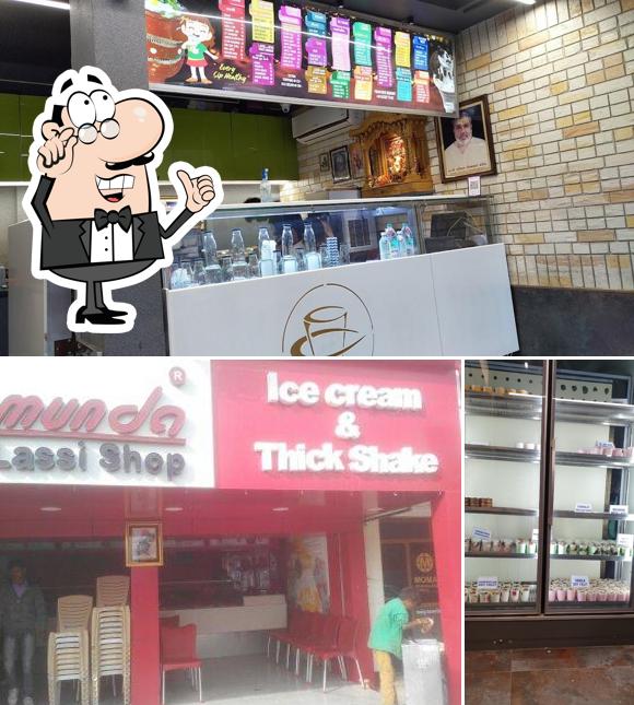 Take a seat at one of the tables at Chamunda the Lassi Shop