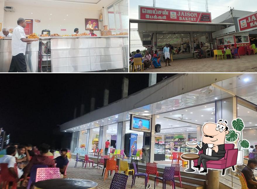Take a seat at one of the tables at Jaison Bakery punniyavalanpuram