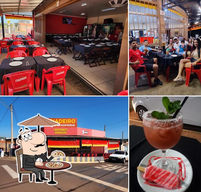 A ilustração da exterior e interior a Boiadeiro Restaurante e Choperia