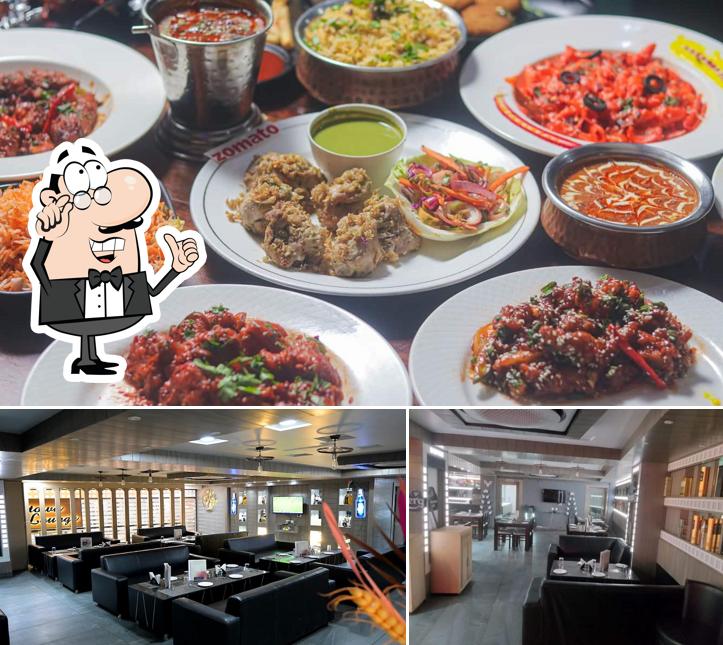 The picture of interior and food at Moontown Lounge