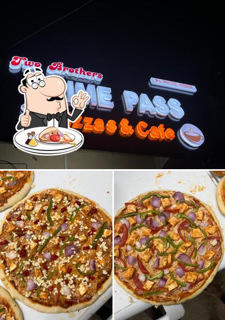 Try out pizza at Time Pass Pizza’s & Cafe