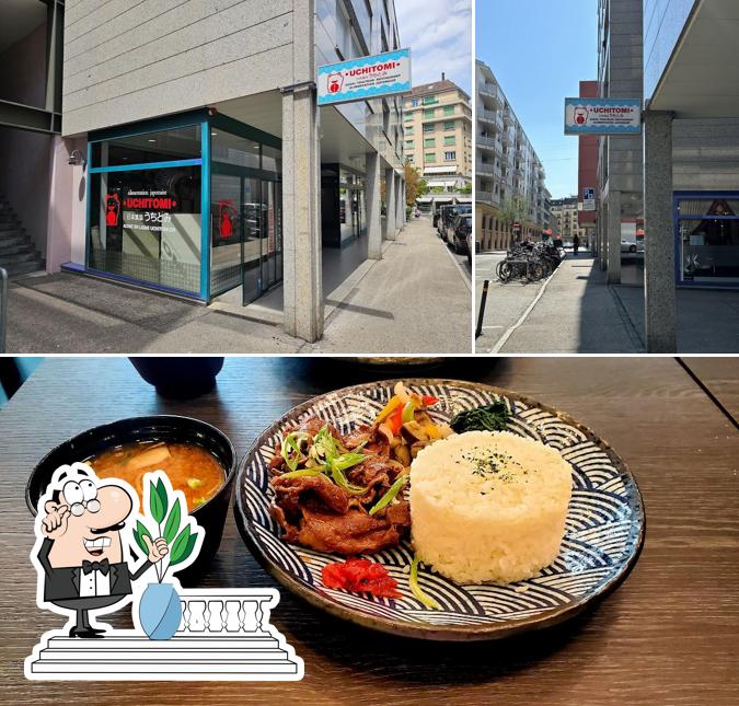 La esterno e cibo del ristorante