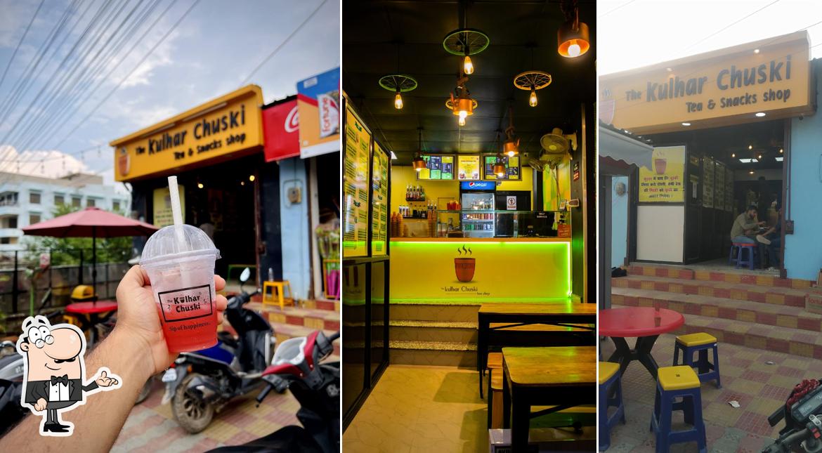 Take a seat at one of the tables at The Kulhar Chuski - Dilli More, Darbhanga