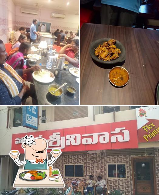 The picture of food and exterior at Hotel Srinivasa
