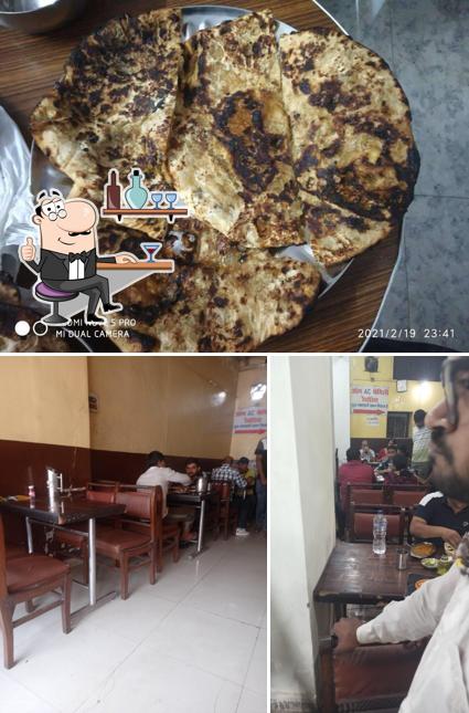 The restaurant's interior and food
