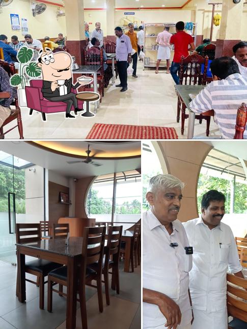 Take a seat at one of the tables at Poorna Prakash