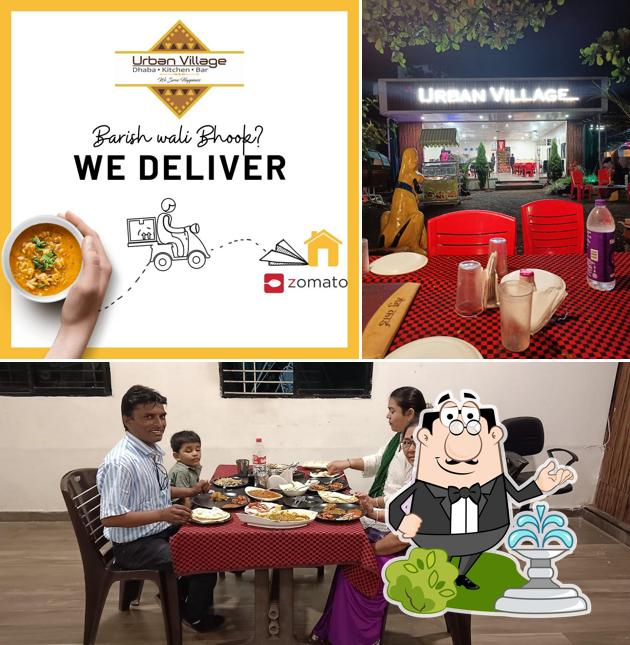 Check out the picture depicting exterior and interior at Urban village restaurant