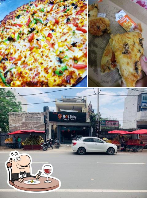 Check out the photo displaying food and exterior at Hottely Pizza And Cafe