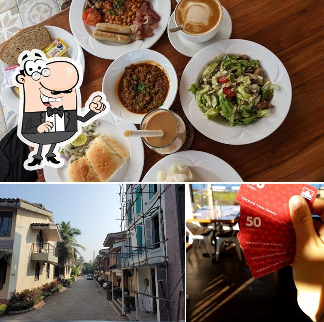 Take a look at the picture depicting exterior and food at The Cargo Kitchen