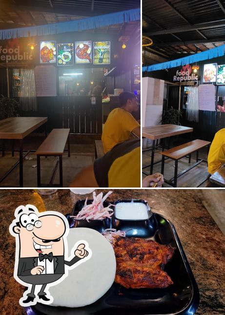 The picture of interior and food at FoodRepublic Arabic cafeteria