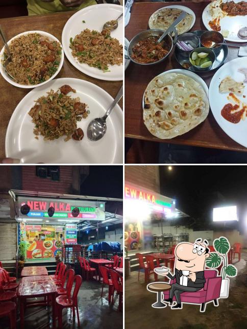 The restaurant's interior and food