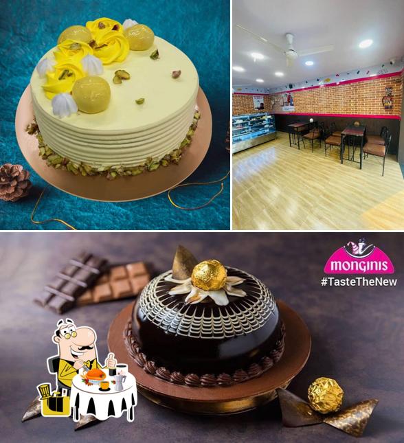 Among different things one can find food and interior at Monginis