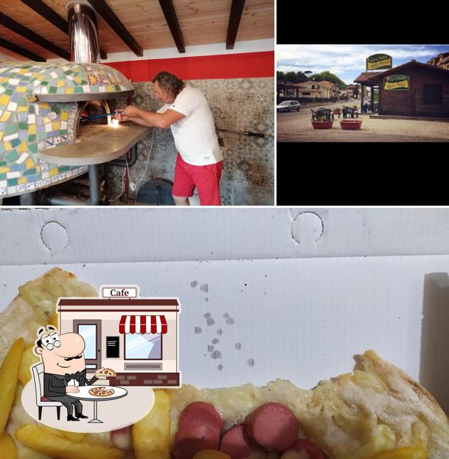 La immagine della esterno e cibo di Lo Chalet della Pizza